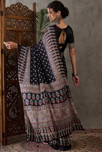 Designer Ajrakh Saree