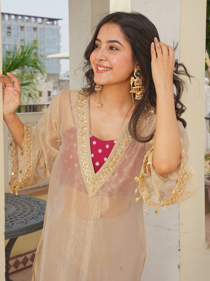 Golden Salsa silk kurta Set