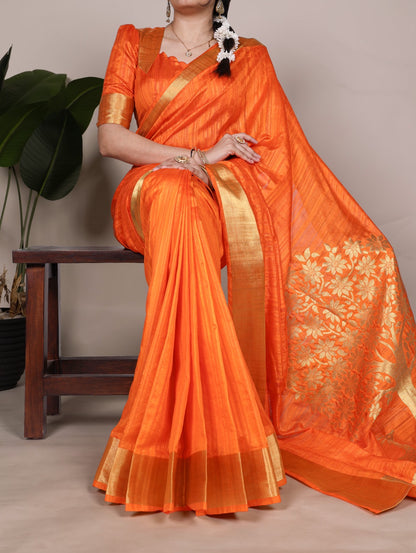 Dressing up for Onam in a raw silk saree that reflects the beauty of Kerala traditions and celebrations.