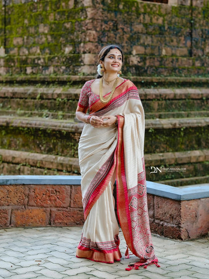 Marsh Mellow silk saree