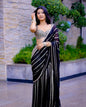 Black Real Mirror Fish Cut Lehenga Saree
