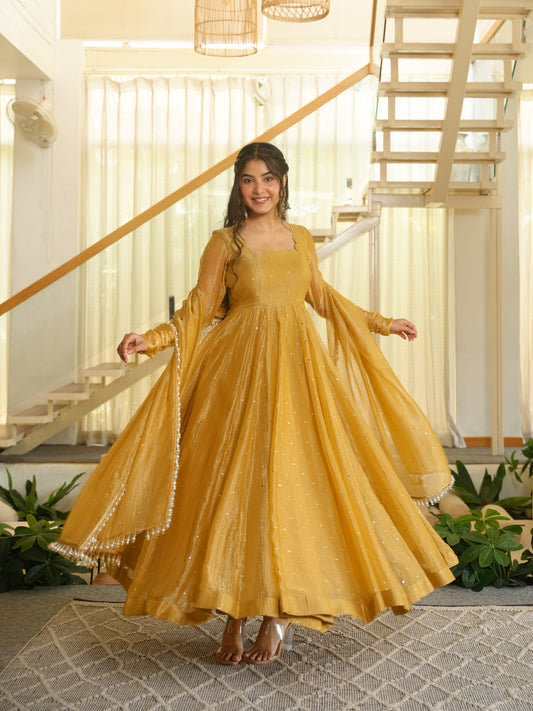 Gold Anarkali Gown for women