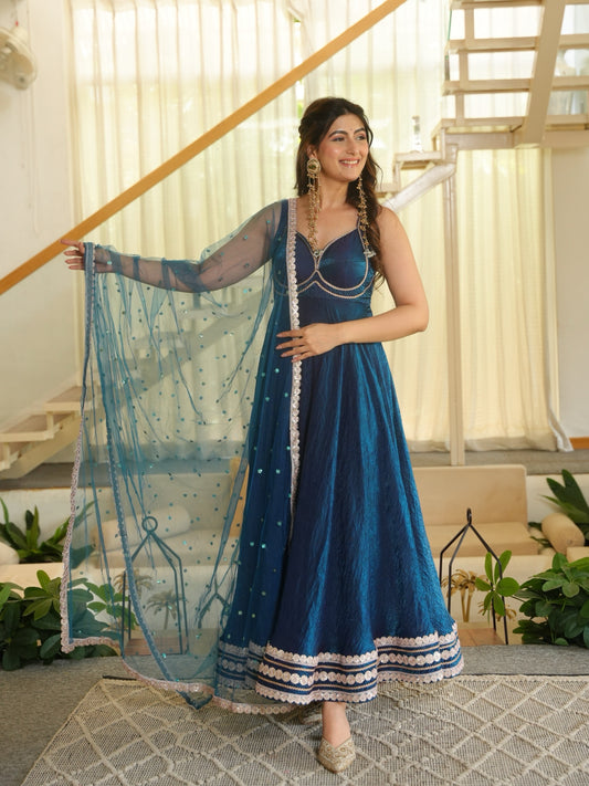Moksa Dark Blue Anarkali for women