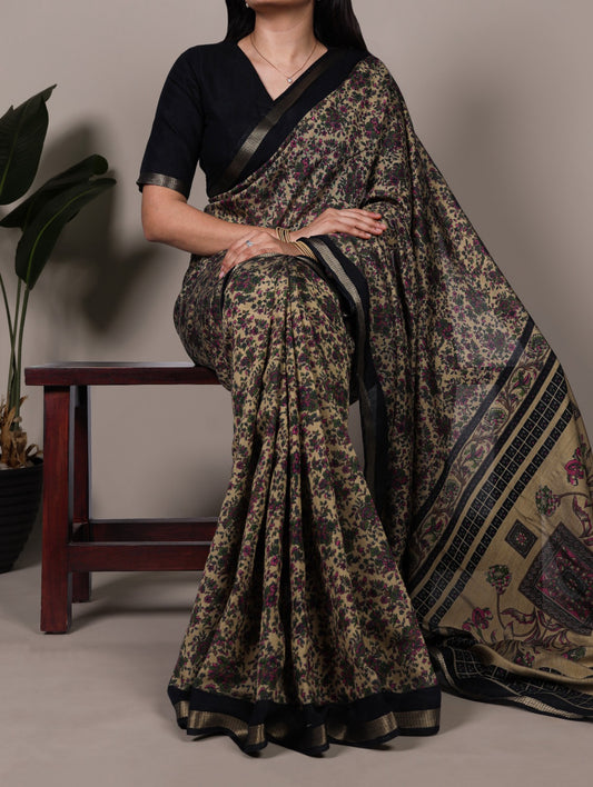 Where tradition meets comfort—this Chanderi cotton saree is all about lightweight luxury and lasting style ✨🍁