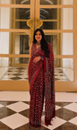 Trending Ajarakh Modal Silk Mirror Work Lotus Design Saree for Women