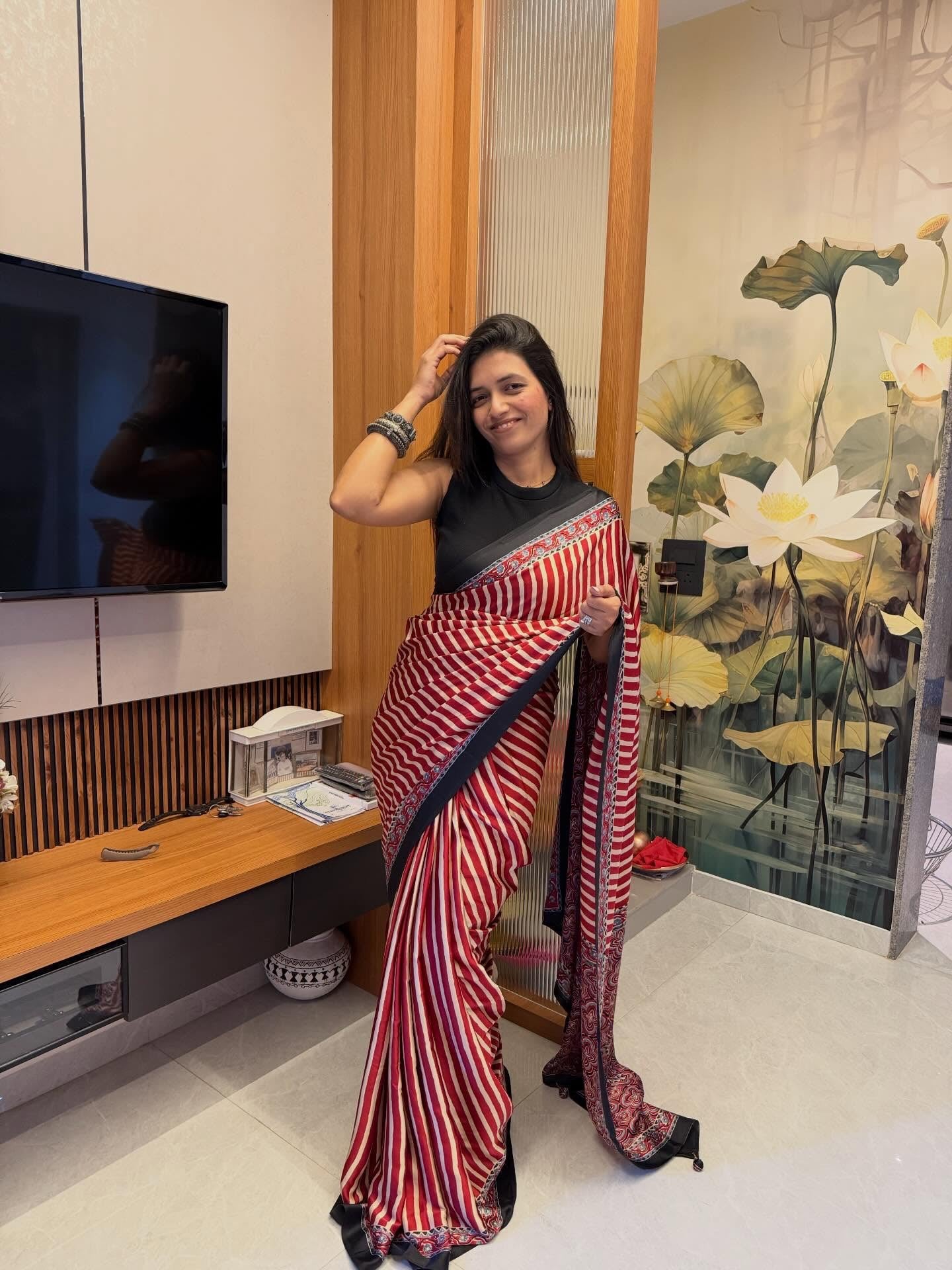 ajarkh leheriya saree with blouse piece