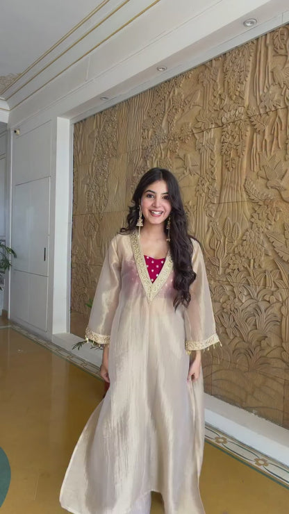 Golden Salsa silk kurta Set