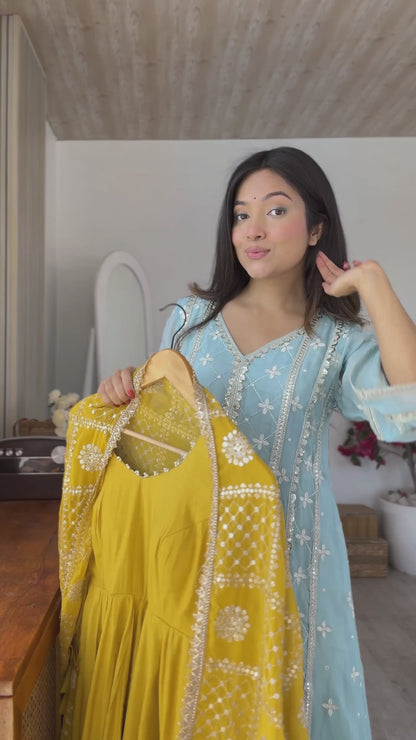 Yellow Anarakali Suite Set For Women