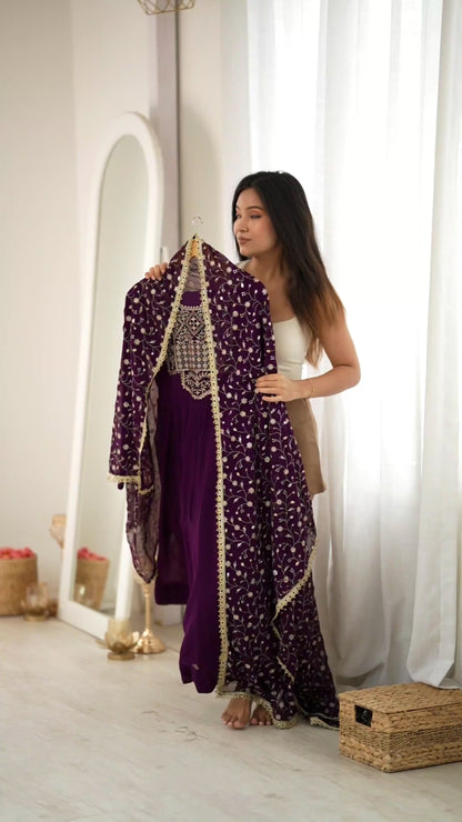 Deep Purple Anarkali Suit
