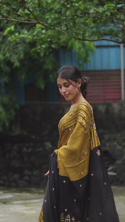 Beads Work Yellow Surya design Saree