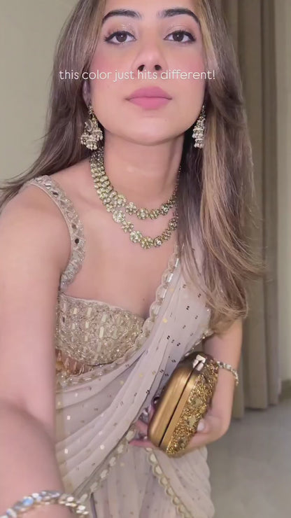 Real mirror work Lehenga saree