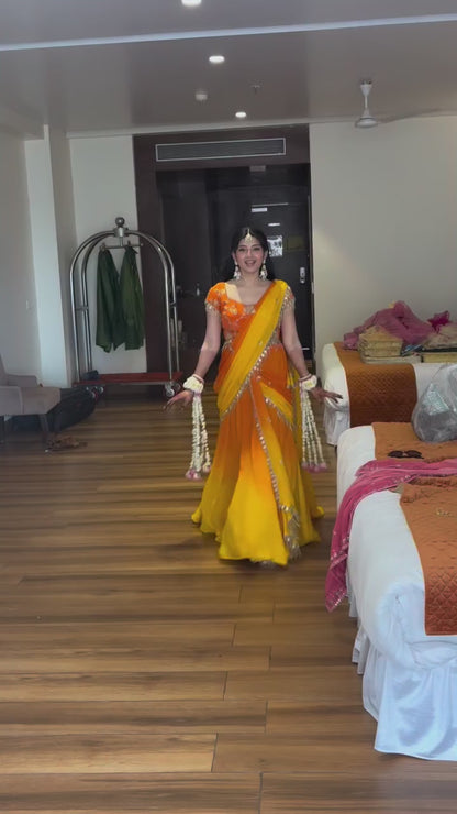 Haldi Fish Cut Lehenga saree